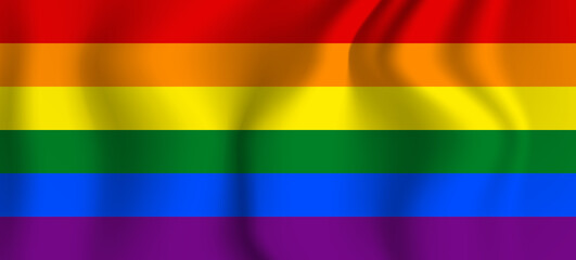 Flag LGBT squared icon, badge or button. Template design, vector illustration. Love wins. LGBT symbol in rainbow colors. Gay pride silk textile background