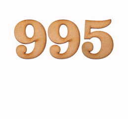 Number 995 - Piece of wood isolated on white background