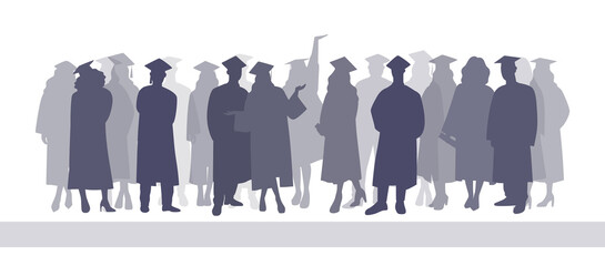 Silhouettes of students. Graduation, Students day. Vector