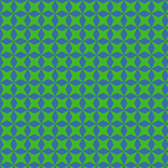 Seamless pattern of a green figure on a blue background.
