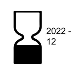 Cosmetics products Best Before End Of Date BBE symbol. Black hourglass icon