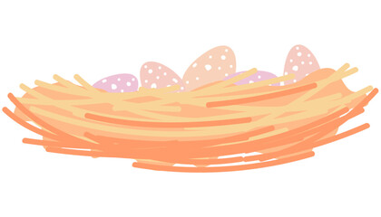 Vector illustration Nest of straw with eggs