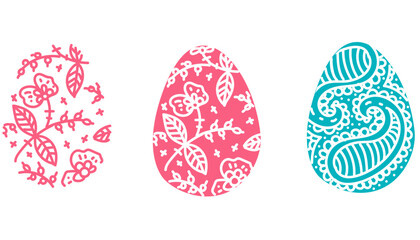 Vector illustration Set with patterned painted Easter eggs