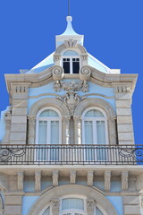 NW corner turret-double balcony-pyramidal finial-Revivalist style mansion-Old Town area. Faro-Portugal-153 © rweisswald
