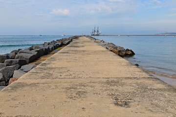 Port's east mole-Arade river mouth-modern replica of French frigate. Portimao-Portugal-166