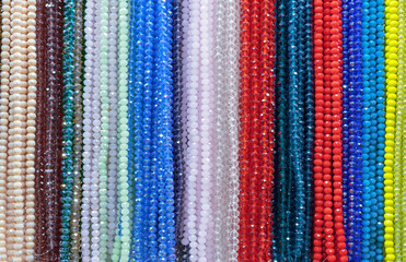Multi-colored beads from various semi-precious stones.