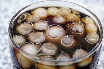 Coca Cola mit Eiswürfeln im Glas