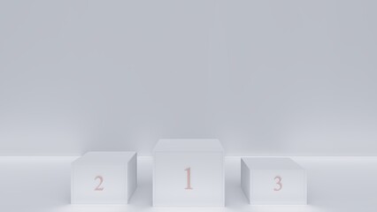 White winners podium. Pedestal with distribution of seats 3d render