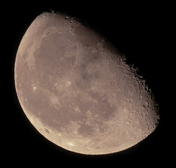 Moon surface on a half-moon night.