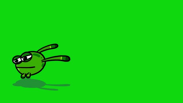 Isolated cartoon leaping frog outline version animation. Two sizes, alpha channel. Good for any project for children about nature.