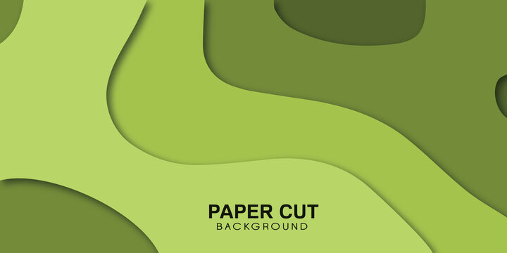 Green abstract background. Modern template for business , banner, card. Concept design of paper art style. Vector illustration.