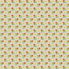 Seamless pattern of flower, leaves and fruit.