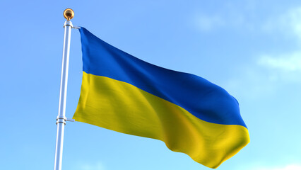Waving Ukrainian Flag - n.01 - 3d Rendering