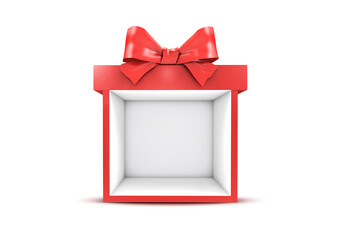  Blank display present red box showcase or gift box mock up isolated on white background. 3D rendering
