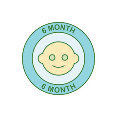 6 month infant icon label icon in color icon, isolated on white background 
