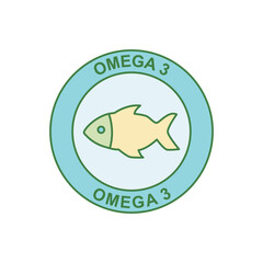 omega 3 label icon in color icon, isolated on white background 