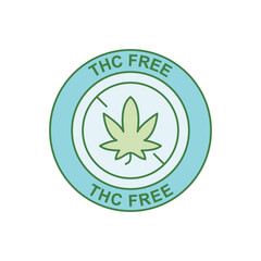 Tetrahidrokanabinol, thc free label icon in color icon, isolated on white background 