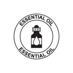 Essential oil label icon  in black flat glyph, filled style isolated on white background