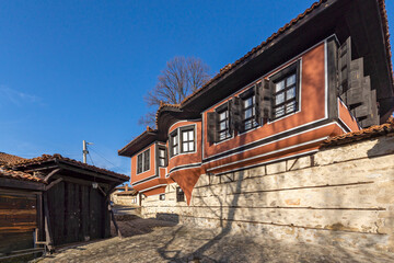 Street and old houses in town of Koprivshtitsa, Bulgaria