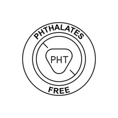 Phthalates free label icon in black line style icon, style isolated on white background
