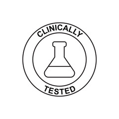 Clinically tested label icon in black line style icon, style isolated on white background