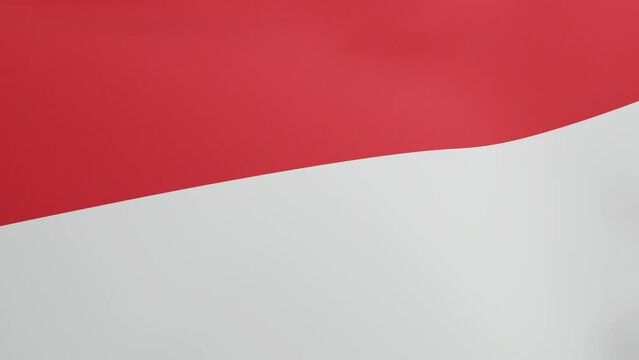 National flag of Monaco waving original size and colors 3D Render, drapeau de Monaco by Principality of Monaco used House of Grimaldi colours, Monaco princely flag