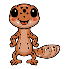 Cute leopard gecko cartoon standing