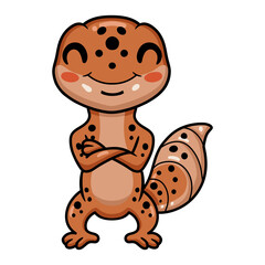 Cute leopard gecko cartoon standing