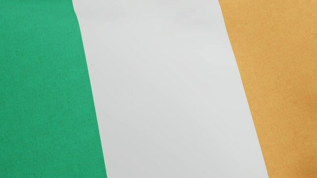 National flag of Ireland waving original size and colors 3D Render, bratach na heireann or Irish tricolour, national flag Republic of Ireland, irish flag textile