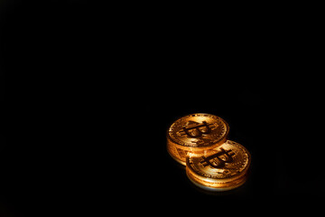 Bitcoin, Close-up of bitcoin cryptocurrency chart concept idea. Selective focus