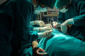 professional surgeon doctor teamwork person working in hospital operation room with surgery medical...