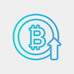 Bitcoin up icon in gradient style about currency, use for website mobile app presentation