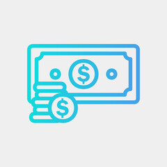 Money icon in gradient style about currency, use for website mobile app presentation
