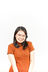 Beautiful Asian Woman Get Some Pose Isolated On White Background