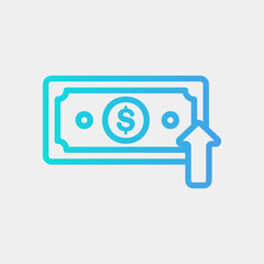 Dollar up icon in gradient style about currency, use for website mobile app presentation