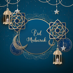 eid mubarak background with islamic ornament design.