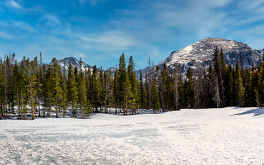 Frozen Dream Lake panorama in Rocky Mountain National Park