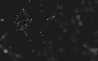 Fototapeta premium Abstract background. Molecules technology with polygonal shapes, connecting dots and lines. Connection structure. Big data visualization.