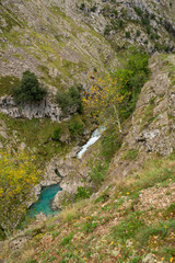 Ruta del Cares river trail nature landscape in Picos de Europa national park, Spain