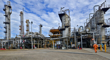 Gas refinery  Victoria, worker entering high noise level and dangerous gas area