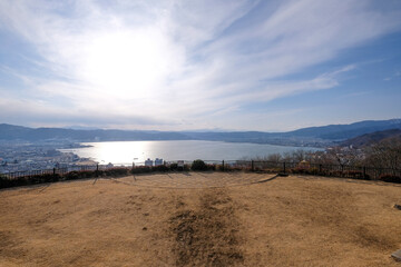 長野県諏訪市立石公園からの諏訪湖
