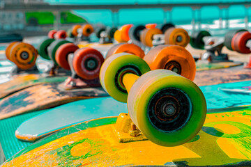 Vintage Skateboards overlooking the Ocean Beach Pier San Diego California