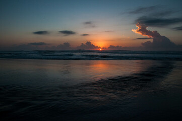 beautiful dawn at sea with clouds in Arroio do Sal ,brazil 