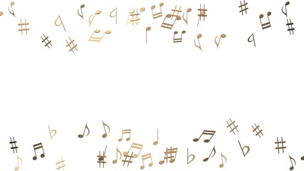 Brass musical notes on white background.
3D illustration for background.