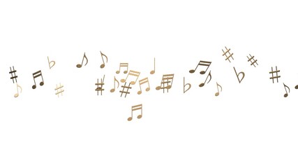 Brass musical notes on white background.
3D illustration for background.