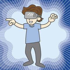 VRゴーグルを使用してメタバース体験する男性