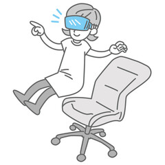 VRゴーグルを使用してメタバース体験する女性