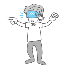 VRゴーグルを使用してメタバース体験する男性