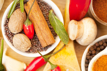 Bowls of flavor. Cropped shot of an assortment of colorful spices.