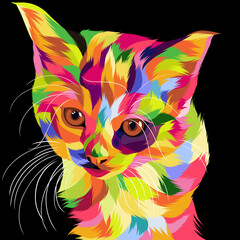 cat vector pop art illustration